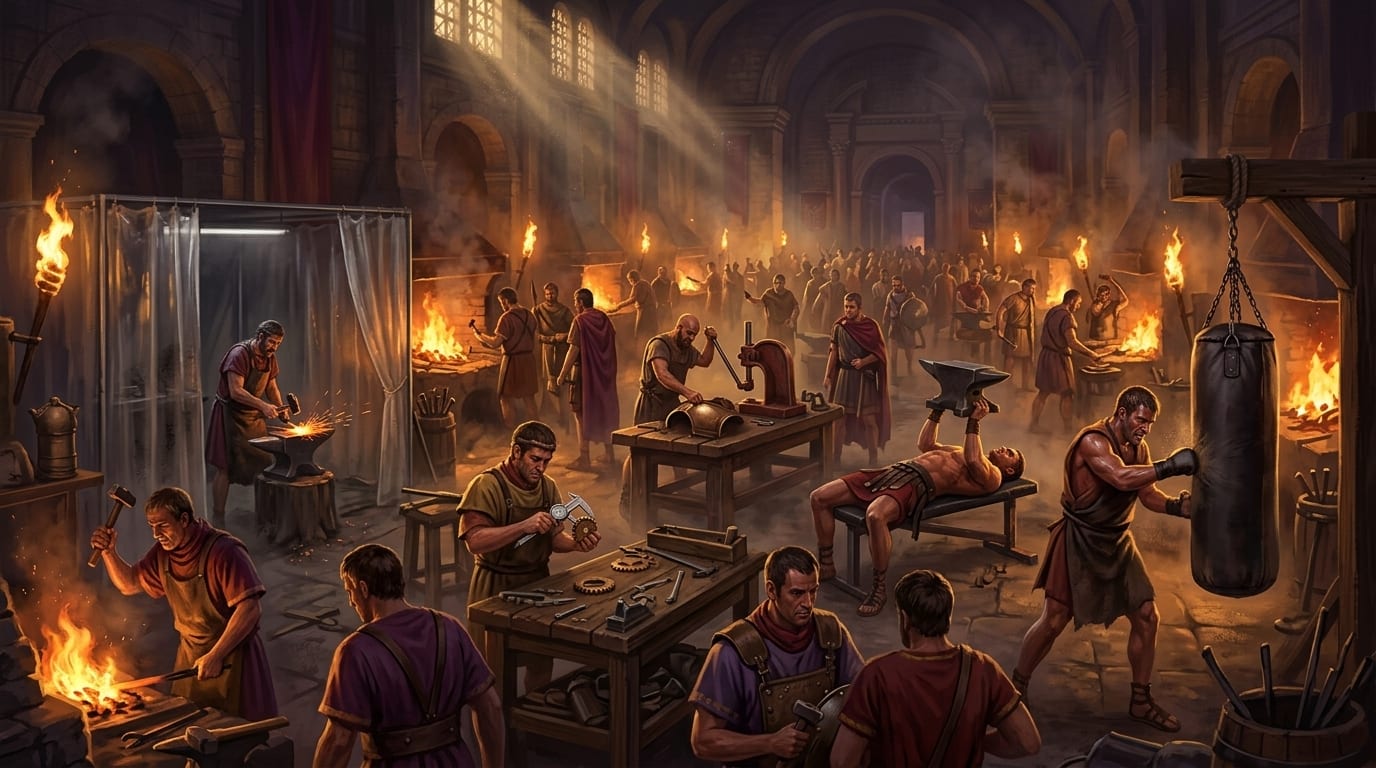 Soldiers at a forge preparing for the Caudine Forks