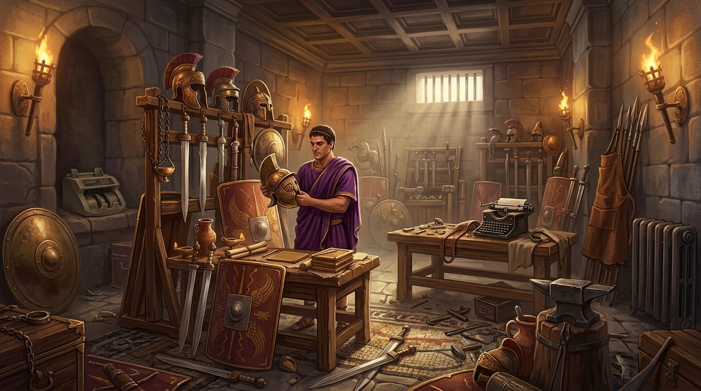 Emperor Commodus in his private gladiatorial armory